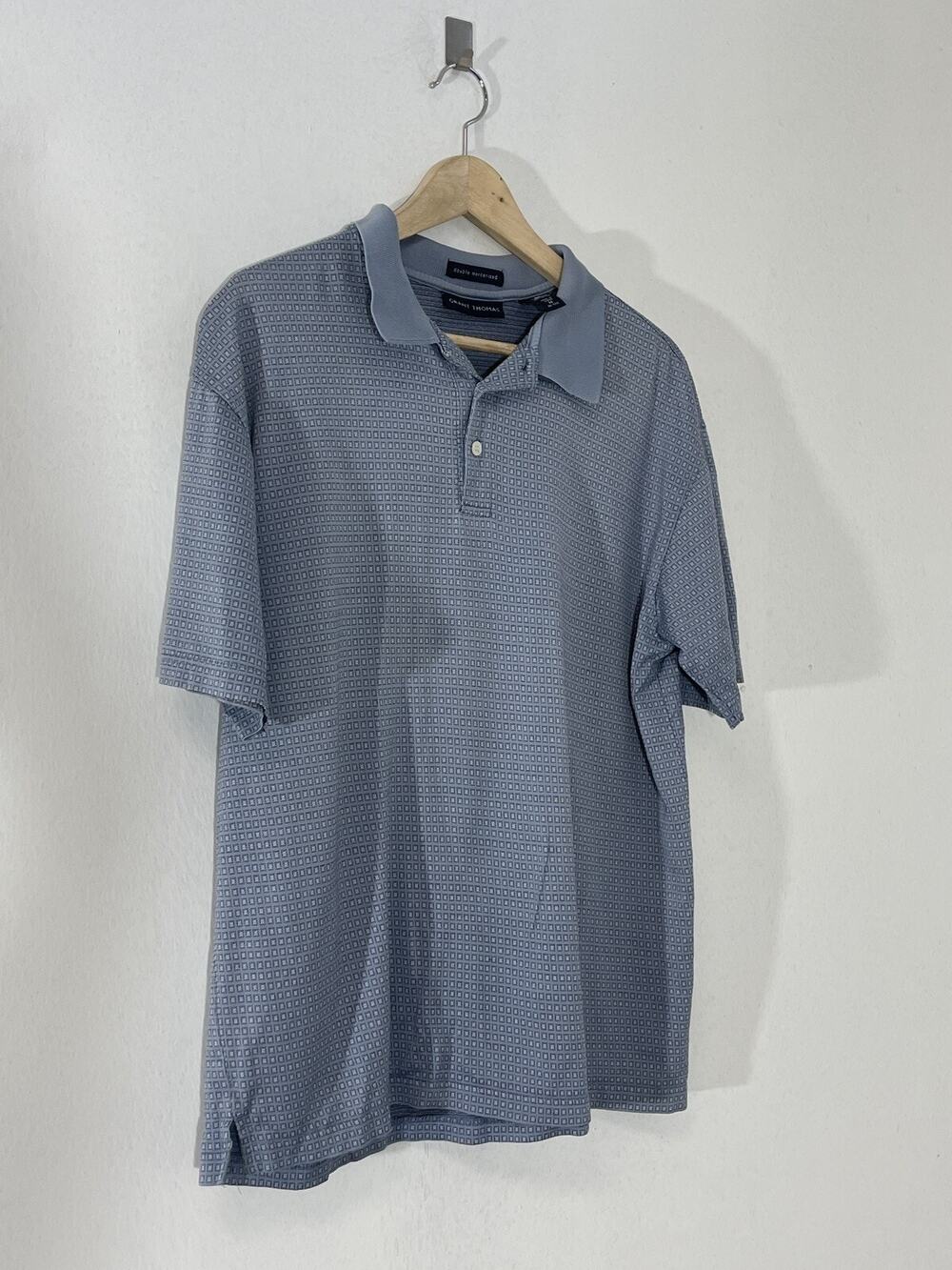Grant Thomas Polo Shirt Men's Medium Blue Short Sleeve Mercerized Cotton N298